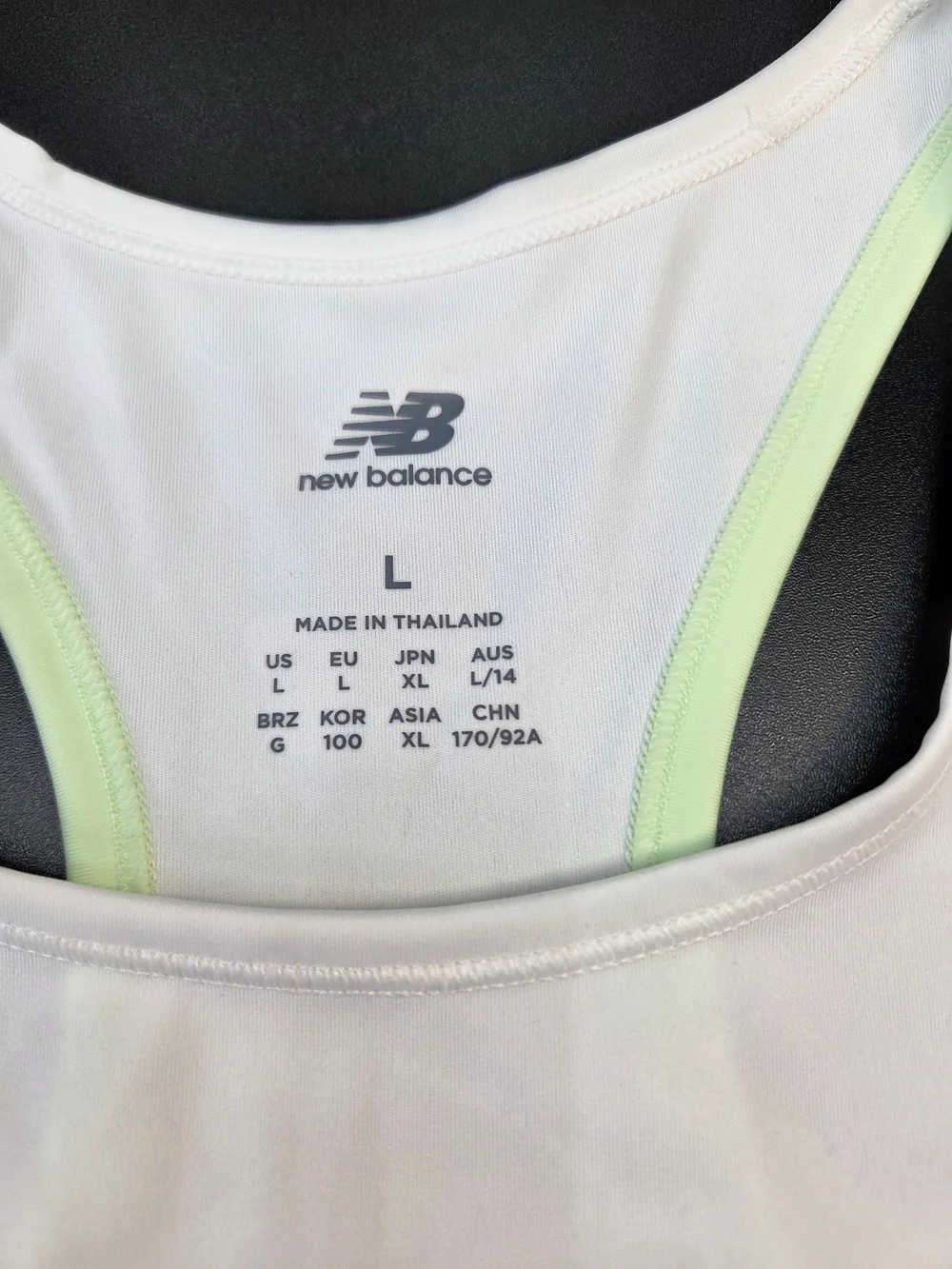 New Balance Dry Fitted Racerback Tank Top White Lime Women's Large NWT #1467